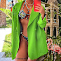 Miniatyrbilde 3 av 5: Kvinner Langarmede Business Jakker Work Cardigan Jakke Single Breasted Blazers - Green M