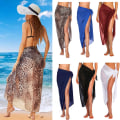 Miniatyrbilde 1 av 10: Lang Sarong Cover Up Dame Chiffon Strand Wrap MARINBLÅ navy blue