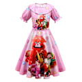 Pikkukuva 1 / 2: Lasten tytöt Turning Red Princess lyhythihainen mekko Kesäjuhla A-linjaiset mekot - Pink 7-8 Years