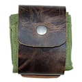 Miniatyrbild 1 av 5: Bushcraft-väska i läder och canvas, hopfällbar vaxad canvas-foderpåse för vandring