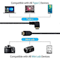 Miniatyrbild 2 av 5: Mini USB till Typ C Adapterkabel 90 Grader USB 3.1 Typ C till Miniusb Konverter Anslut och Överför Data Enkelt