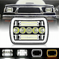 Miniatyrbillede 4 af 5: 5X7 tommer 7X6 tommer LED Forlygter Hi-Lo Beam Halo DRL til XJ Wrangler YJ