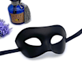 Miniatyrbilde 5 av 5: Maske for menn i sort, Halloween venetiansk voksenmaske, sort Mardi Gras-maske (1 stk, sort) LANG