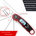 Miniatyrbild 2 av 4: 2024 Matlagningstermometer med hopfällbar sond, bakgrundsbelyst LCD, automatisk på/av - Svart