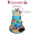 Miniatyrbild 2 av 5: Dekorationsset för födelsedag med tema Sjöjungfruprinsessa - Banner, Ballonger, Tårta & Cupcakes Toppers
