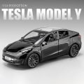 Miniatyrbillede 1 af 5: 1:24 Tesla Roadster Model Y Model 3 Tesla Model S Legetøjsbil i metal med lyd og lys - Samleobjekt til børn - Fødselsdagsgave Model Y Black
