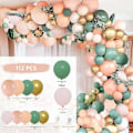 Miniatyrbild 1 av 4: 112 Delar Salviagrön Persika Blush Rosa Ballonggirlang Båge Kit för Baby Bridal Shower Bröllop Djungel Safari Tema Födelsedagsfest Dekorationer