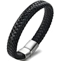 Miniatyrbild 3 av 5: Flätad läderarmband herr armband fashionabel utan stålspänne. 1 st, svart