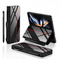 Miniatyrbilde 1 av 5: SSRGV Deksel til Samsung Galaxy Z Fold 4 med S-Penn Holder Flip Plating Glass Krystall Hybrid Lær All-Inclusive Cover, med hengselbeskyttelse