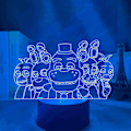 Miniatyrbillede 1 af 5: FNAF Natlys 3D LED Fem Nætter hos Freddy Natlys, 3D Illusion Lampe til Børn og Værelse Indretning