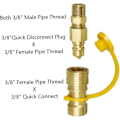 Miniatyrbillede 2 af 5: Propan Hurtigkoblingsbeslag Messing 3/8 Tomme Naturlig Propangas Grill Slange Stikkontakt Sæt Connector Værktøjer Forbrugsvarer & Tilbehørguld)(1stk)