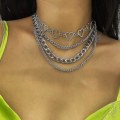 Pikkukuva 4 / 5: Lukkoavain Ristiriipus Kaulakoru Pitkä Linkki Ketju Statement Chunky Punk