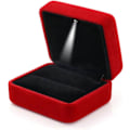 Miniatyrbild 1 av 5: Sammet Ringbox med LED-ljus för Smycken, Presentationsbox för Frieri, Förlovning, Bröllop