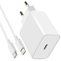 Miniatyrbillede 1 af 3: iPhone hurtigoplader USB-C 20W strømadapter med 2m kabler