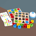 Miniatyrbild 3 av 4: 1 set formbaserat leksakssorteringsspel, fritt från grader, vattenbaserad färg, ljusa färger, geometriska träbyggklossar, leksak för present A