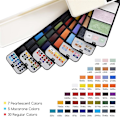 Miniatyrbillede 2 af 5: Rejse Vandfarve Sæt: 42 Assorterede Farver Bærbar Vandfarve Palette med 4 Pensler