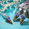 Pikkukuva 4 / 4: Ametisti Healing Crystal -heiluri dowsingiin ja Reikiin, kartion muotoinen hartsi, antiikkihopea