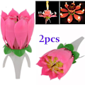 Miniatyrbilde 1 av 3: 2 stk. Musikalsk Blomst Musikklys Lotusblomst Lys Bursdagslys Romantisk Gave