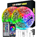 Miniatyrbild 1 av 4: 20m LED-lampor Bluetooth RGB-lampor LED-remsor med 44-knappars fjärrkontroll Musiksynkronisering Färgväxlande LED-stämningsremsa för sovrum, rum, jul D