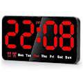 Pikkukuva 1 / 5: Digitaalinen seinäkello, 9 tuuman LED-digitaalinen kellonäyttö 12/24H, suuret numerot, pieni hiljainen seinäkello (punainen)