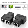 Miniatyrbillede 2 af 4: 2 stk. 1 til 2 LAN Ethernet Netværkskabel RJ45 Hun Splitter Stik Adapter