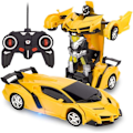 Miniatyrbild 1 av 5: Fjärrstyrd Transformationsbil, Rc Robot Laddningsbar 360-graders Stunt 1:18 Deformationsracingbil Leksak Med Coola Ljud & Ljus, En-knapps Deformation