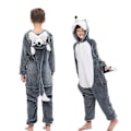 Miniatyrbillede 1 af 2: Fleece Børne Onesie Pyjamas Jul Halloween Dyr Cosplay Pyjamas Kostume Kant Ulv 140