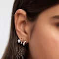 Miniatyrbillede 2 af 4: 14k Guldbelagte Triple Huggie Illusion Ørestikker | Dobbelt Huggie Hoop Øreringe Til Ét Hul | Guld Hoop Øreringe Til Kvinder