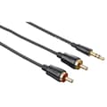 Kabel Audio 3.5mm-2xRCA Flexislim Guld Sort 1.5m