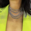 Pikkukuva 3 / 5: Lukkoavain Ristiriipus Kaulakoru Pitkä Linkki Ketju Statement Chunky Punk