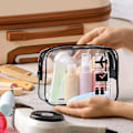 Miniatyrbild 4 av 5: 3-pack TSA-godkänd Toalettsakväska, Transparent Reseväska, Transparent Sminkväska, Vattentät Resesminkväska (svart)
