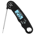 Miniatyrbild 1 av 4: 2024 Matlagningstermometer med hopfällbar sond, bakgrundsbelyst LCD, automatisk på/av - Svart