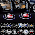 Pikkukuva 3 / 5: 2 kpl logoprojektori Langaton auton ovenvalo Rei'ittömän liiman auton merkin logon projektilamppu Automaattinen päälle/pois Auto sisustus Uusi Citroen