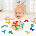 Miniatyrbillede 1 af 5: Træ Hexagon Puslespil Form Mønster Blok Tangram Hjerne Teaser Læring Legetøj Geometri Logik Iq Spil Gave