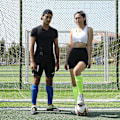 Miniatyrbilde 3 av 5: Fotball Skinnbeskyttere Skinnputer For Barn Ungdom Voksen, Kalv Kompresjonshylse Med Honningkakeputer Lys Gul/stor