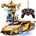Miniatyrbild 1 av 5: Fjärrstyrd Transformationsbil Robotleksak med Ljus Deformation RC Bil 2.4Ghz 1:18 Laddningsbar 360° Rotering Stunt Race Bil Leksaker för Barn Pojkar Flickor Ålder