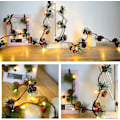 Miniatyrbillede 4 af 5: I alt 13,2ft 40 LED julelys grankogle LED-lyskæde - Sæt med 2 batteridrevne julelyskæder grankogle røde bær lampe lys til jul