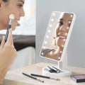 Miniatyrbillede 3 af 4: LED makeup spejl bærbar lampe touch screen skrivebordslampe firkantet forfængelighedsspejl waner