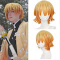 Miniatyrbilde 1 av 4: Zenitsu Parykk Kort Gul Parykk For Demon Slayer Cosplay Oransje Ombre Parykk Cosplay Parykk for Syntetisk Parykk for Halloweenfest Cosplay