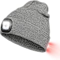Miniatyrbillede 1 af 5: Hætte med LED-lys foran og bagpå, USB-genopladelige forlygter med 3 lysstyrker, strikket hue til jogging