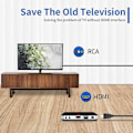 Miniatyrbild 5 av 5: RCA till HDMI-omvandlare för HDTV, Plug and Play Mini Composite Cvbs-adapter som säkerställer högupplöst visuell upplevelse, lämplig för DVD-spelare och
