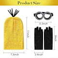 Miniatyrbilde 3 av 5: 3 stk Kostymetilbehør Voksen Gul Beanie Strikket Hatt Steampunk Briller Briller Svarte Hansker Halloween Cosplay Fest