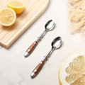Miniatyrbillede 3 af 5: Grapefrugt Skeer, 4 stk. Takkede Grapefrugt Skeer, Rustfrit Stål 18/8 Frugt Ske Kiwi Ske med Træhåndtag
