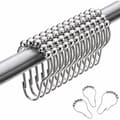 Duschringar i rostfritt stål, 12-pack duschdraperikrokar, små S-krokar för duschstång i badrum (silver)