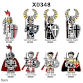 Miniatyrbillede 1 af 5: 8 stk./sæt middelalderlige ridder actionfigurer byggeklodser kamp præst patron ridder samling minifigurer samleobjekter legetøj børn fans gaver