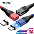 Miniatyrbilde 2 av 5: FONKEN Magnetisk Kabel Type C Kabel Micro USB Hurtigladekabel Magnet Hurtiglading Datakabel