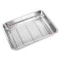 Miniatyrbillede 1 af 5: Rektangulært bagefad i rustfrit stål med holder - Husholdningsbagefad, der tåler opvaskemaskine og er holdbart