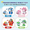 Miniatyrbilde 3 av 5: Robocar Poli 4-pakning Poli + Amber + Roy + Helly Transformerende Robotleker, 10 cm Transformerbar Actionfigurleke, Redningskjøretøy LekeSett, Julebursdag