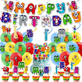 Miniatyrbillede 2 af 3: Numberblocks Fødselsdagsfestartikler, Number blocks Fødselsdagsbanner - Kage- & Cupcake Toppers - 20 Latex Balloner til Numberblocks Festdekoration