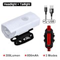 Miniatyrbilde 1 av 5: USB-oppladbart sykkellys, vanntett sykkelhodelykt, for- og baklys, sykling